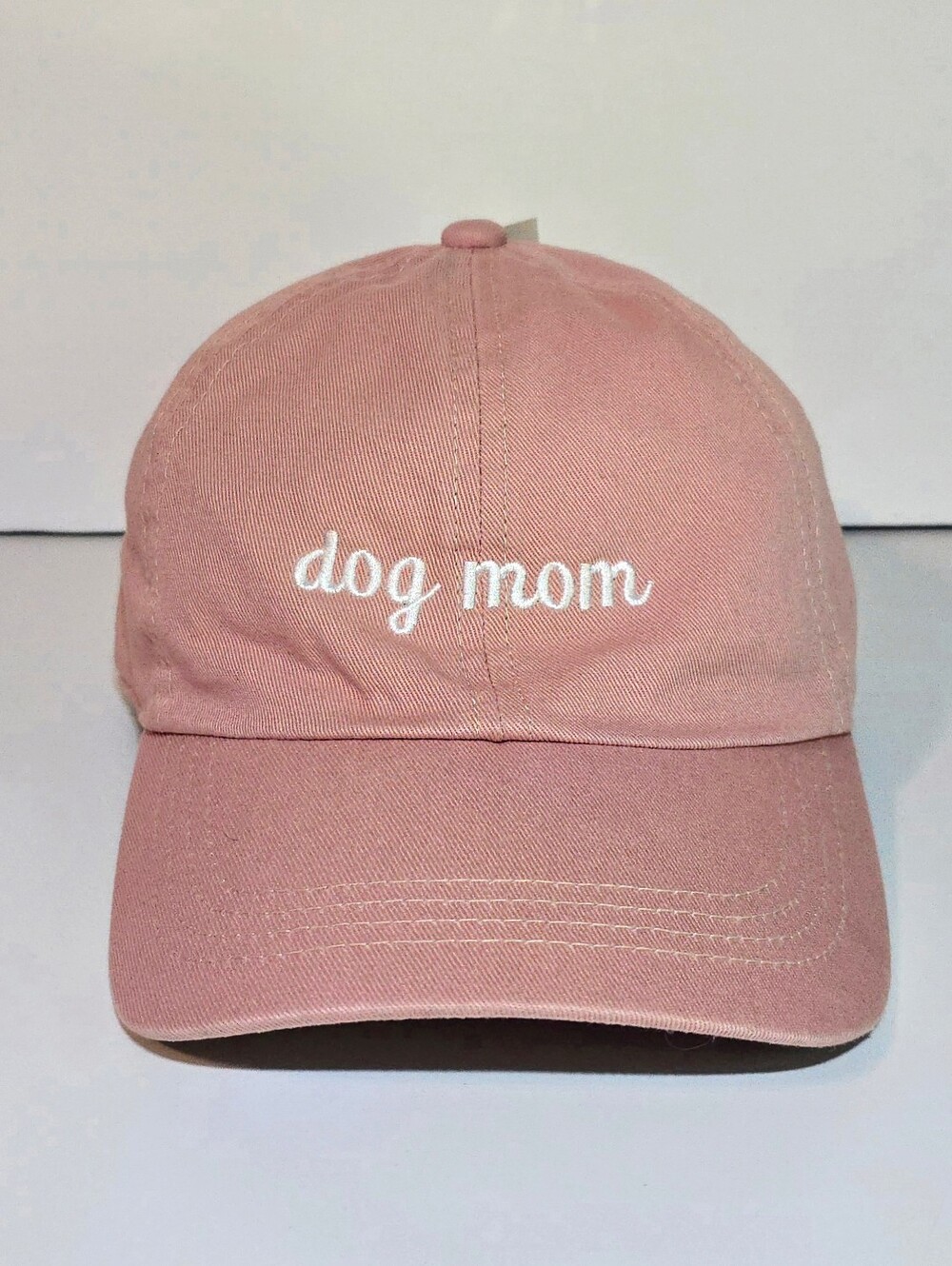 Dog Mom Embroidered Cap Dusty Pink The Paper Store Adjustable Hat NWT